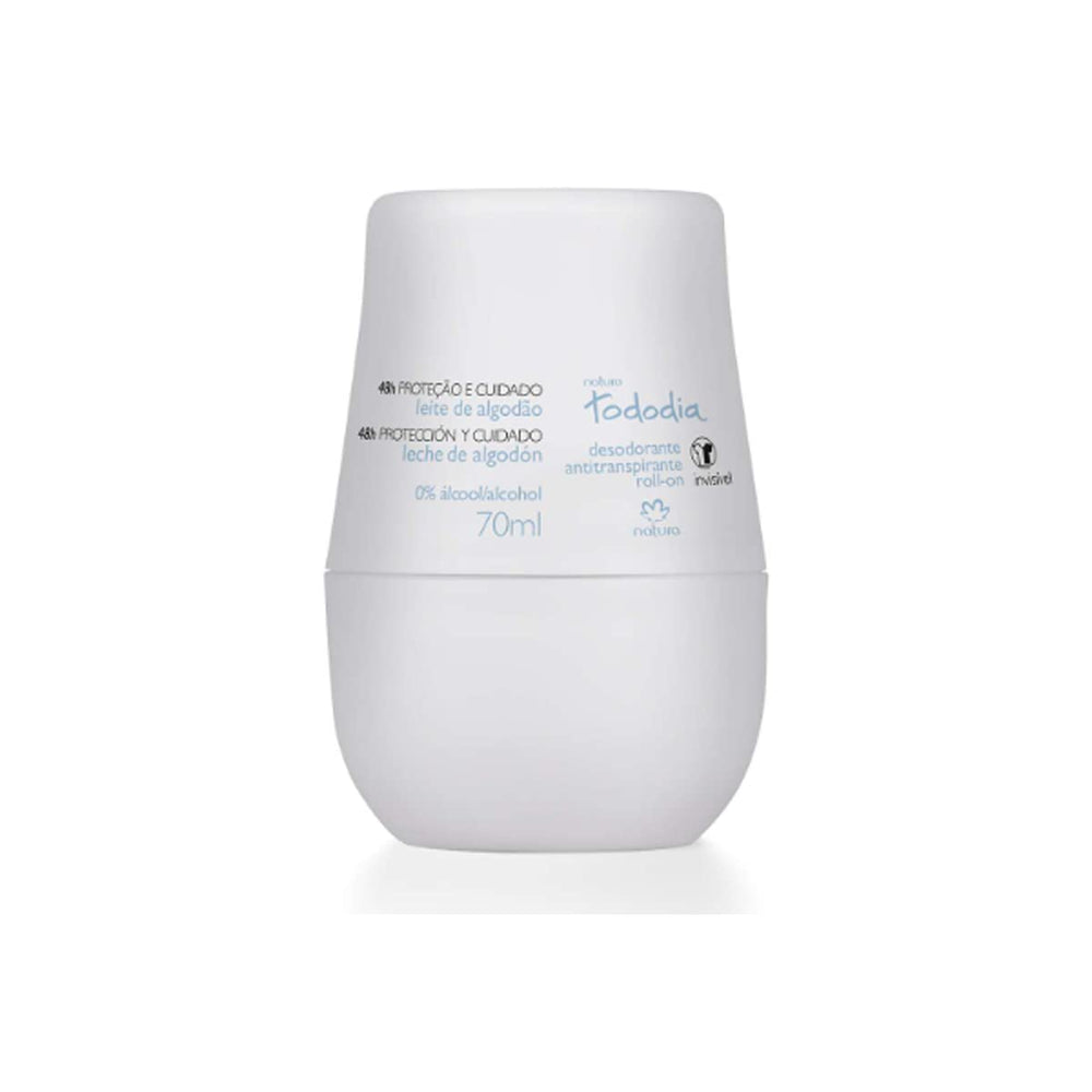 Natura Todo Dia Cotton Milk roll-on bottle provides aluminum-free all-day freshness.