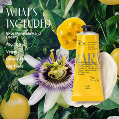 Natura Passion Fruit Hand Cream maracuja oil highlight for moisture support.