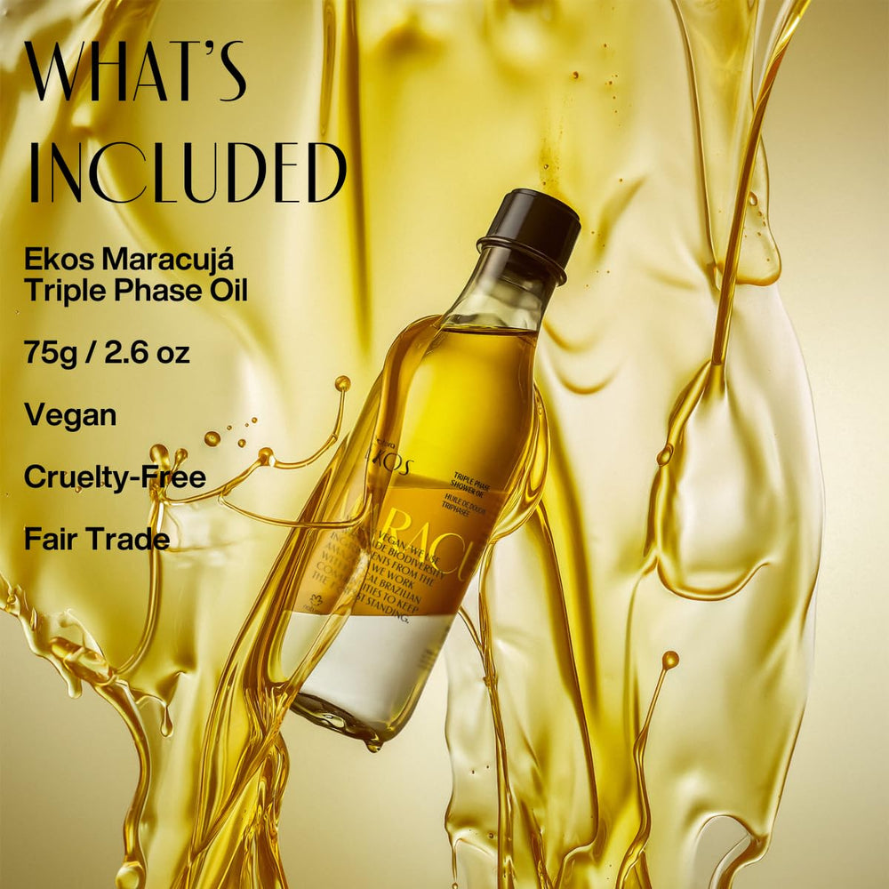 Natura Passion Fruit triple phase bottle closeup with vibrant scent and nourishing oils.