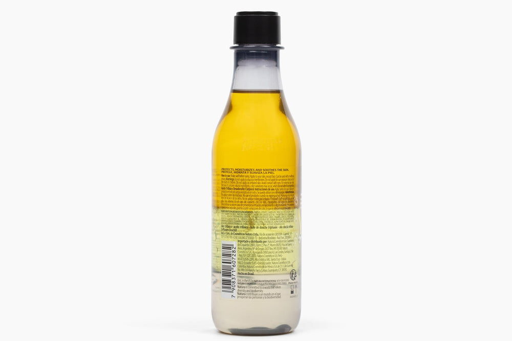 Natura Passion Fruit triple phase shake-bottle showing three-layer blend before use.