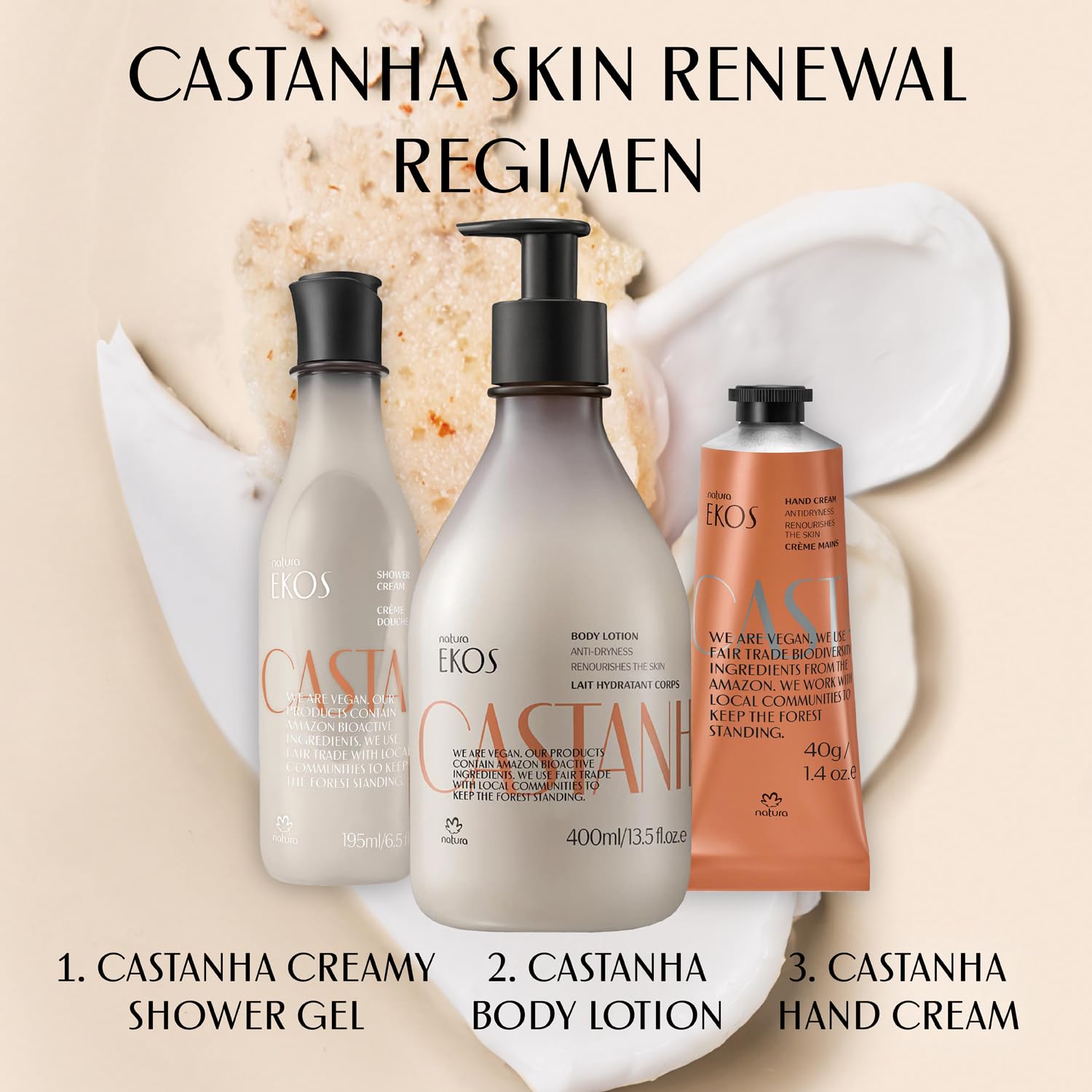 Natura vegan natural-origin badge on bottle communicates clean, cruelty-free skincare.