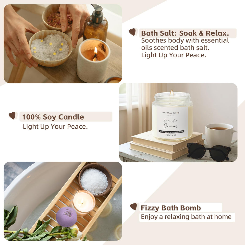 Natural Amor Los Angeles lavender candle creates calming ambiance.