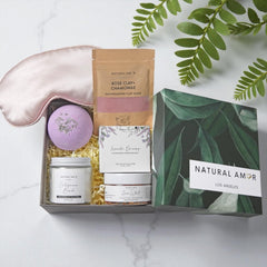Natural Amor Los Angeles rose clay mask image highlights spa-like facial care at home.