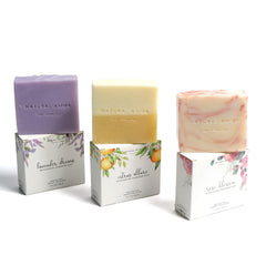 Natural Amor Los Angeles lavender soap bar in a gift set for relaxing routines