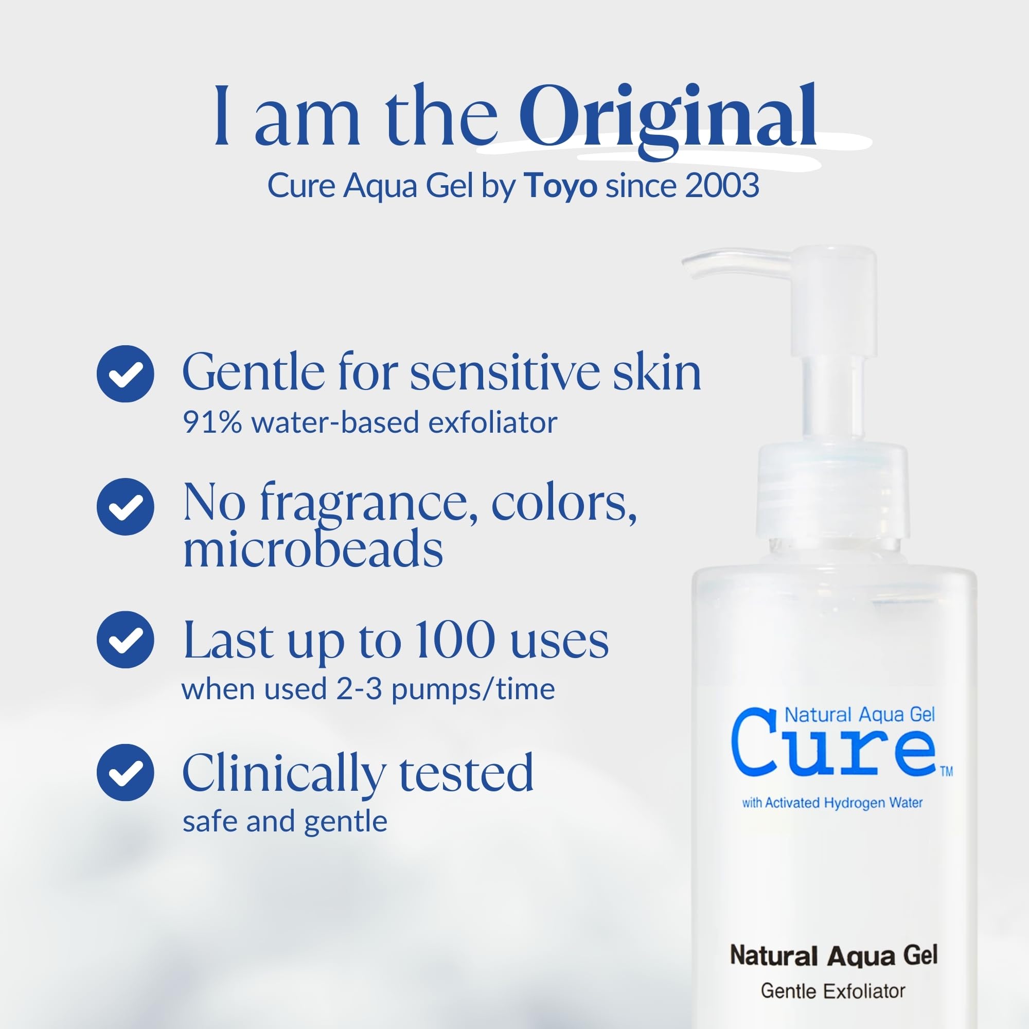 Natural Aqua Gel Cure suitable for face and body use on neck and elbows.