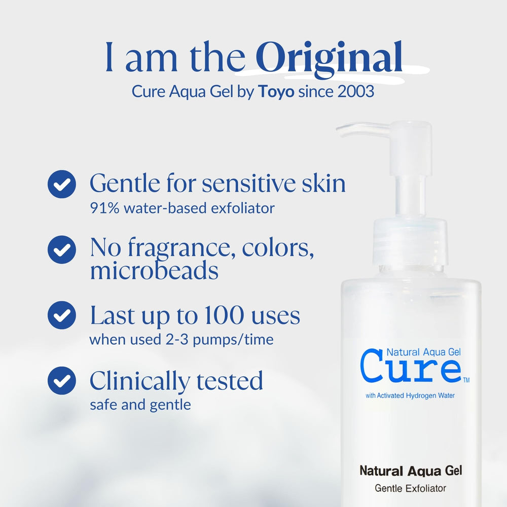 Natural Aqua Gel Cure suitable for face and body use on neck and elbows.