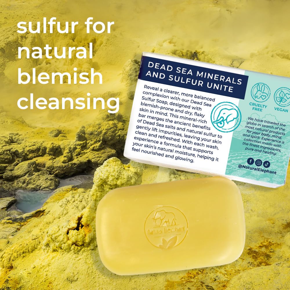 Natural Elephant Dead Sea sulfur soap suited for all skin types in daily routine.