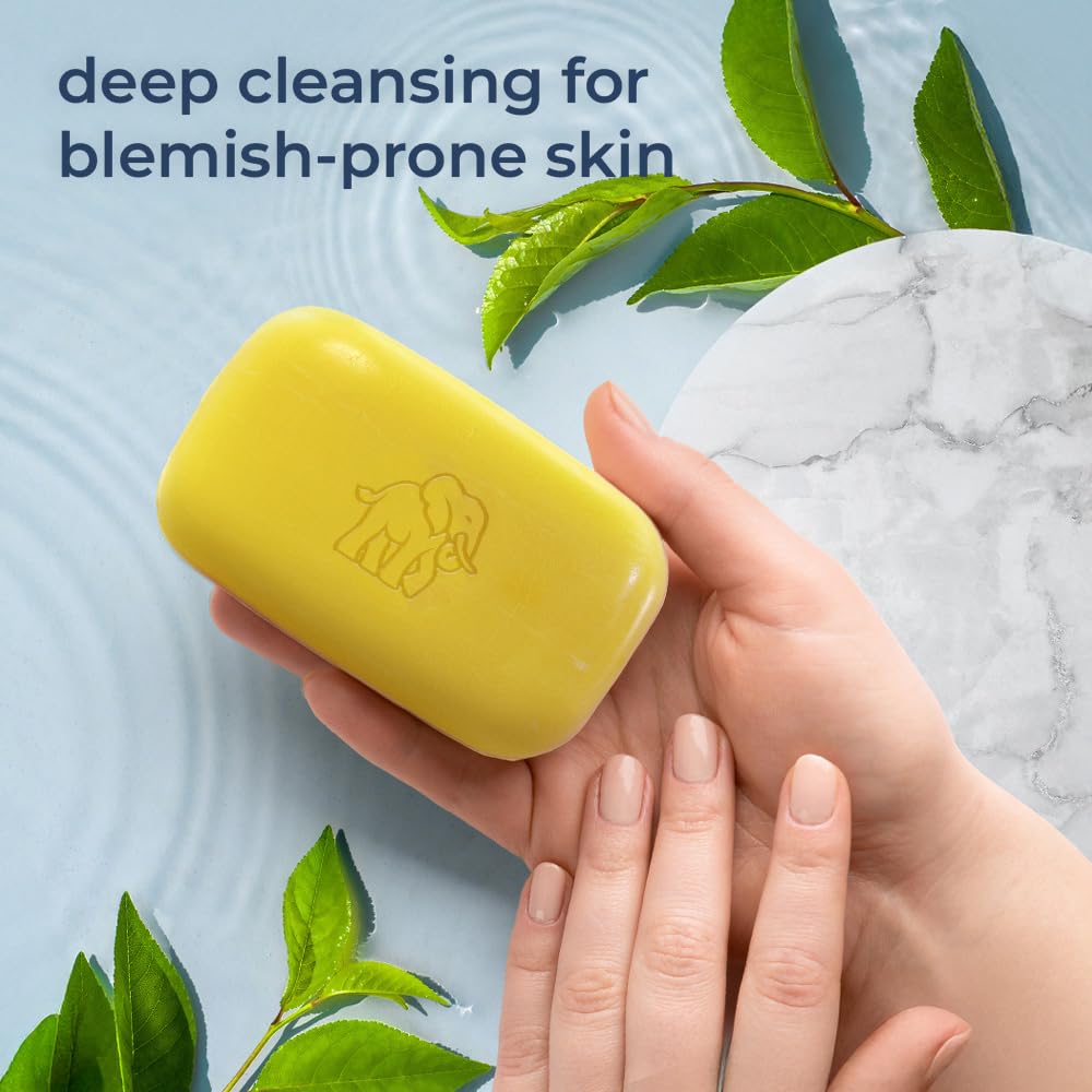 Natural Elephant Dead Sea sulfur soap back-label detailing ingredients and usage.