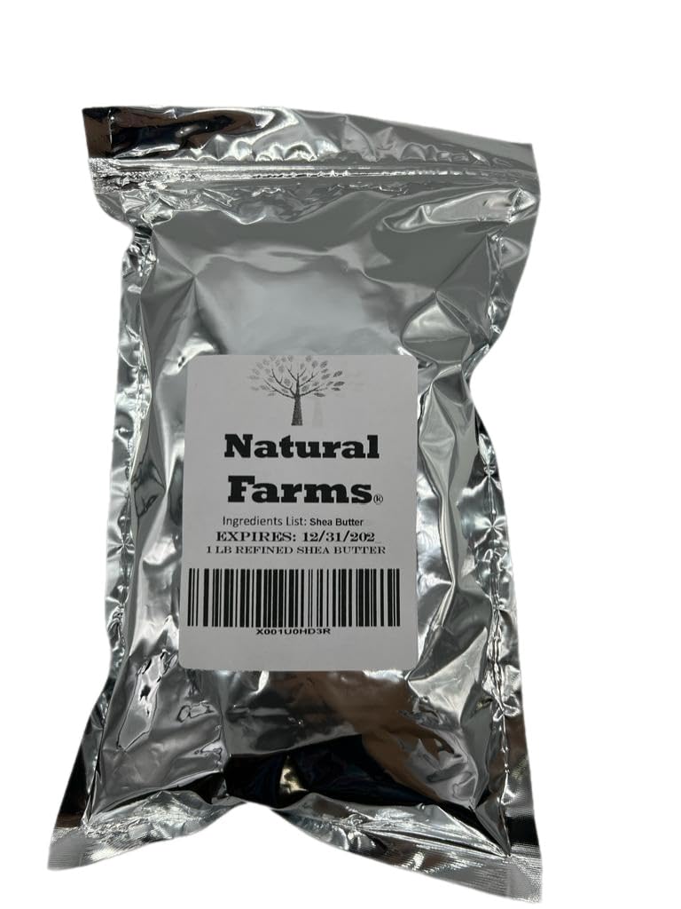Natural Farms ultra refined shea butter 1-lb block ready for soap and lotion making.