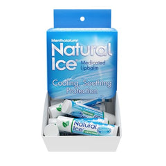 Natural Ice lip balm SPF 15 on lips during outdoor sun exposure.