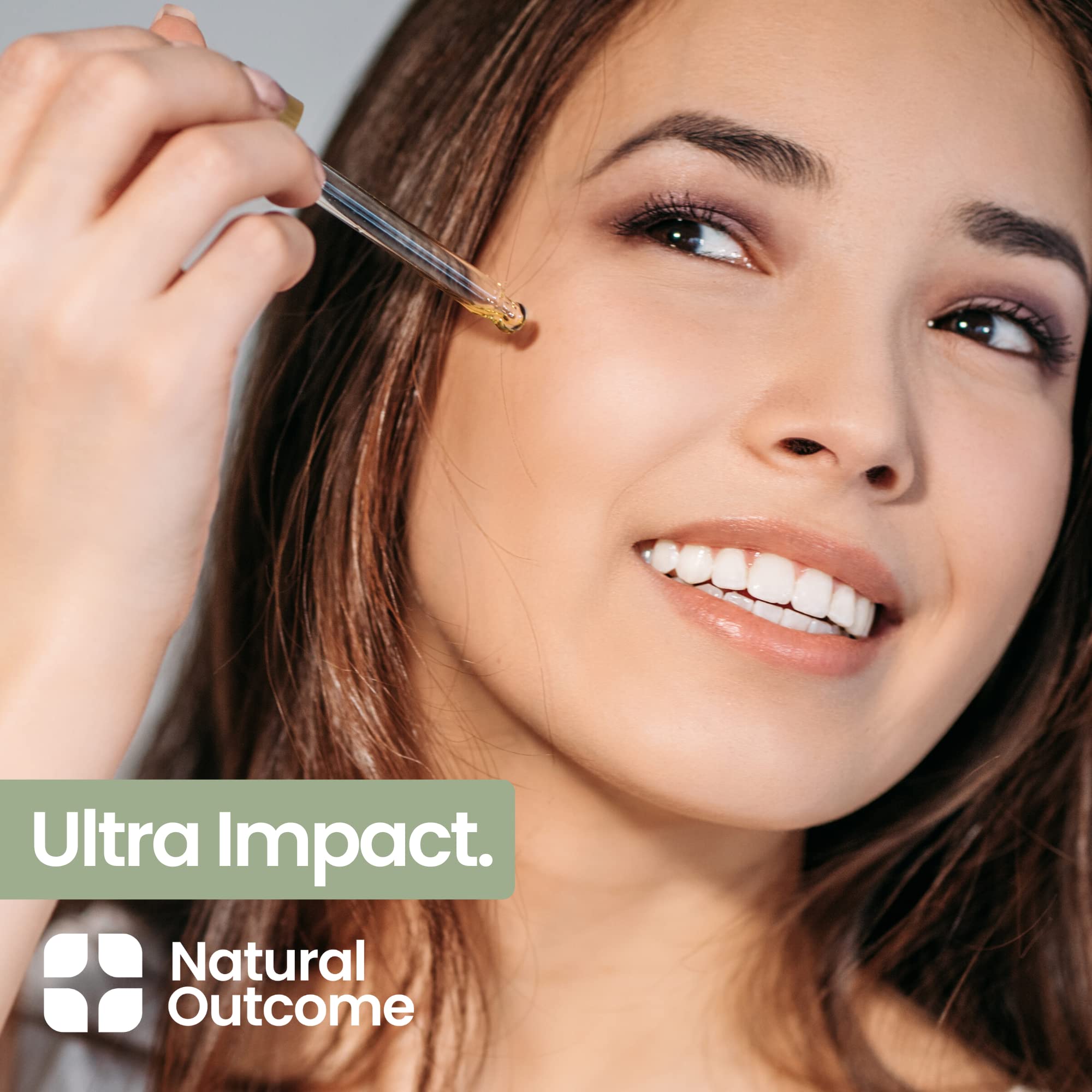 Natural Outcome collagen peptide serum daily-use routine image suggests simple self-care and hydration benefits