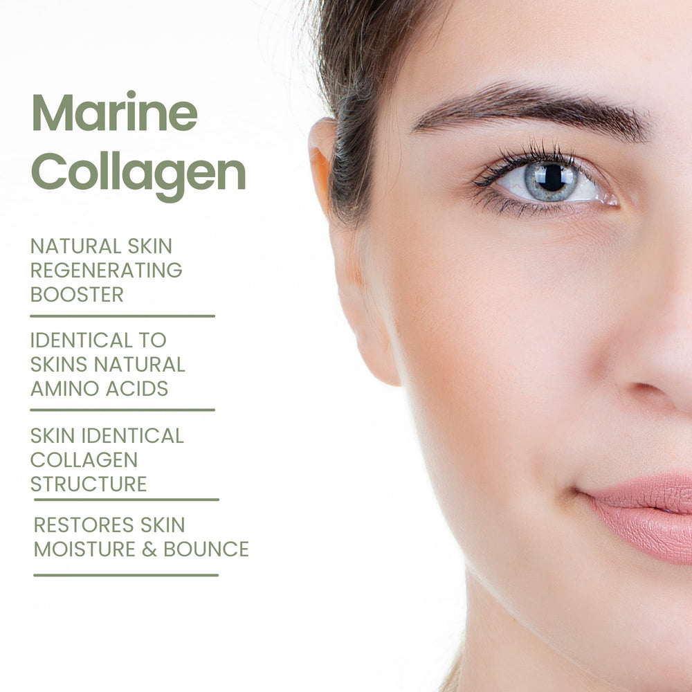 Natural Outcome collagen peptide serum fragrance-free badge indicates gentle, skin-friendly formulation