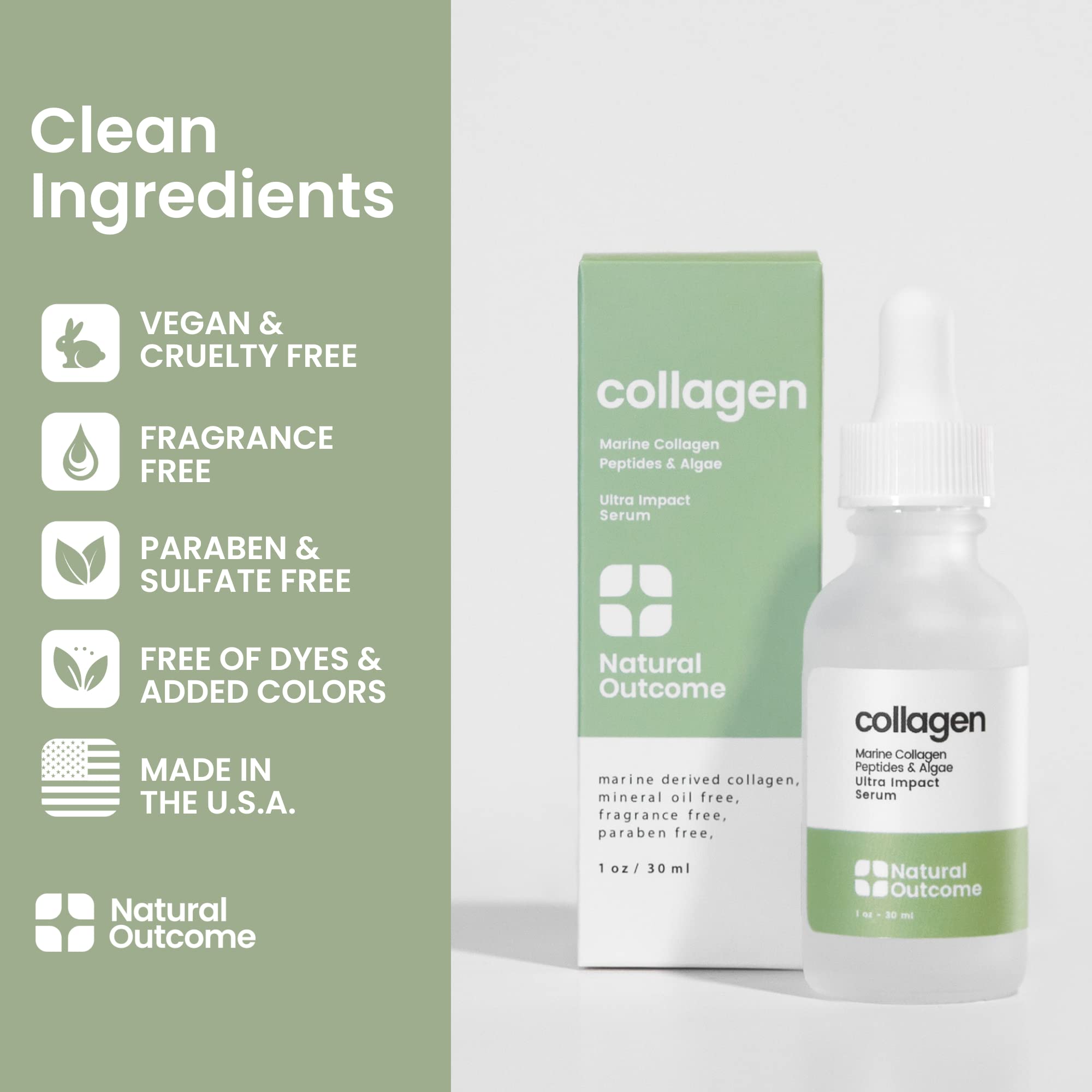 Natural Outcome collagen peptide serum ingredients algae plankton highlight marine-derived actives for anti-aging support