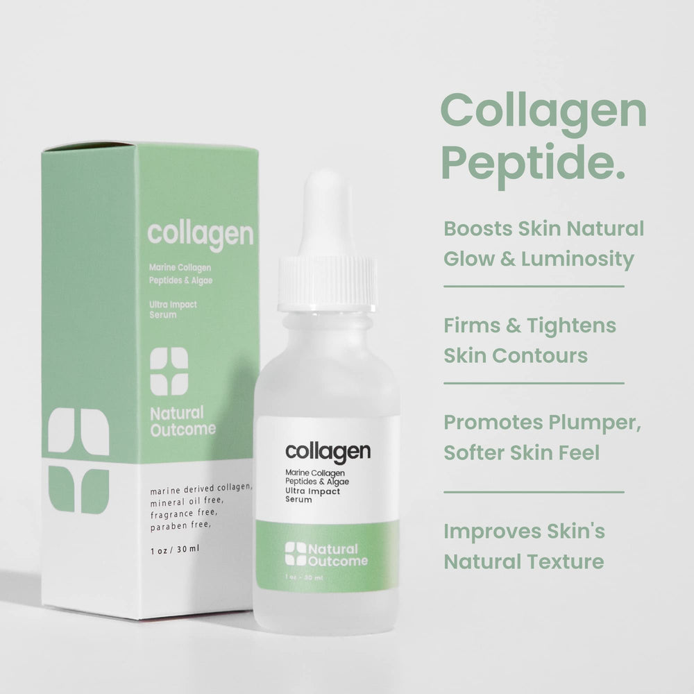 Natural Outcome collagen peptide serum pump application demonstrates precise, mess-free dispensing