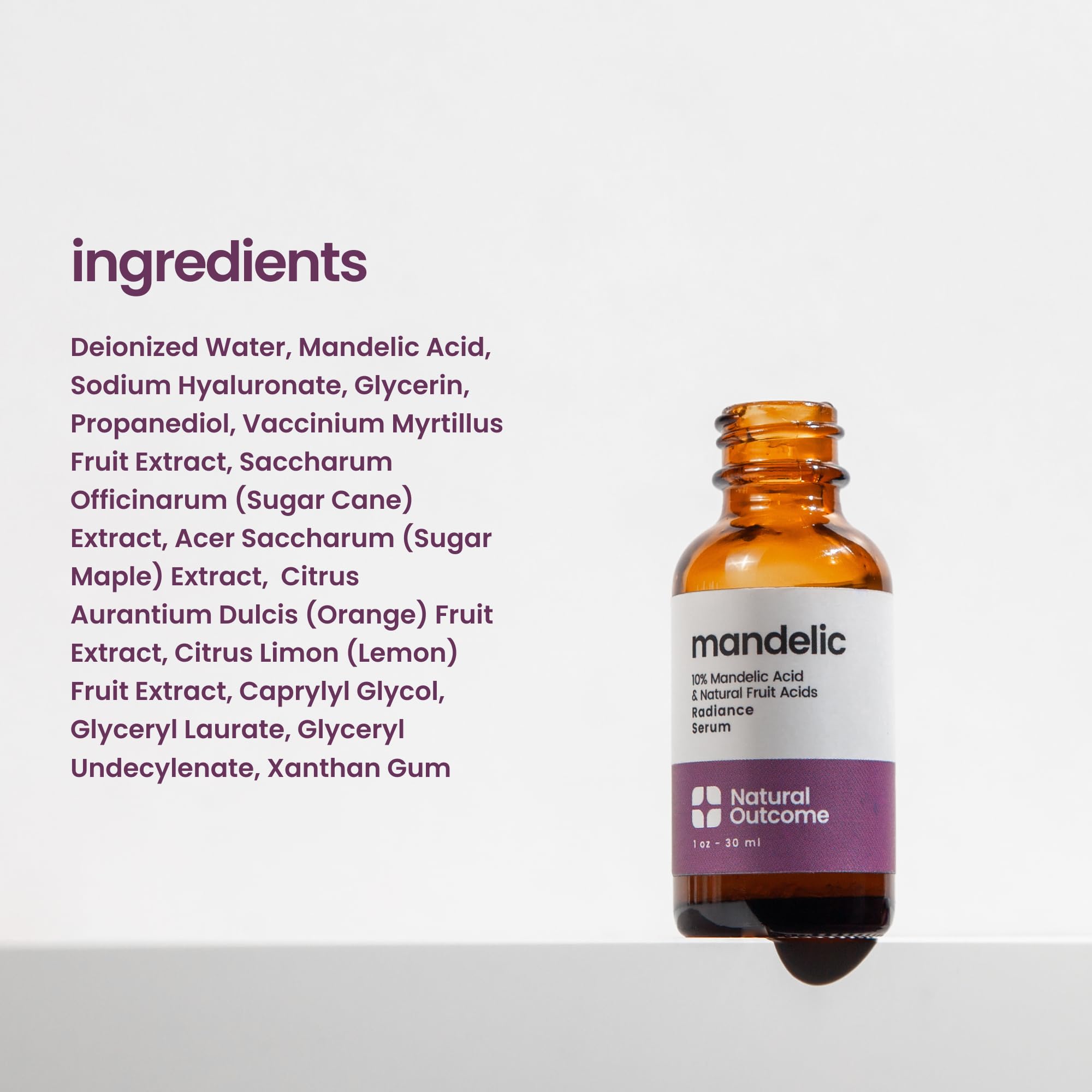 Natural Outcome Mandelic Acid Serum is made in USA, cruelty-free.