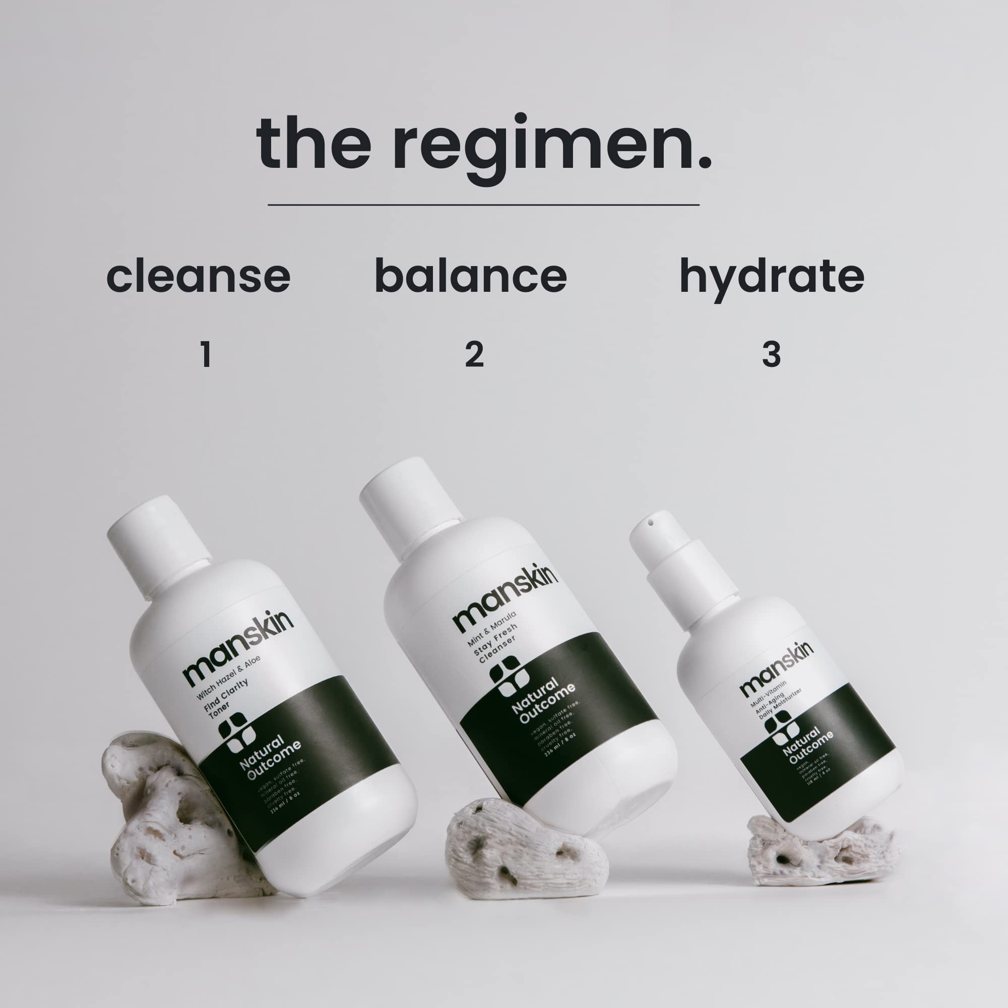 Natural Outcome rejuvenating facial cleanser closeup with mint for refreshing cleanse.