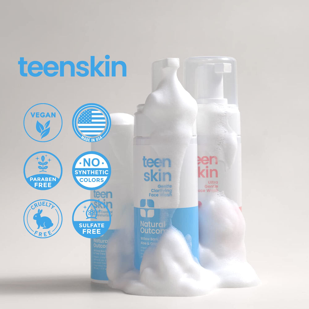 Natural Outcome Teen Skin Care Routine visual showing step-by-step teen regimen