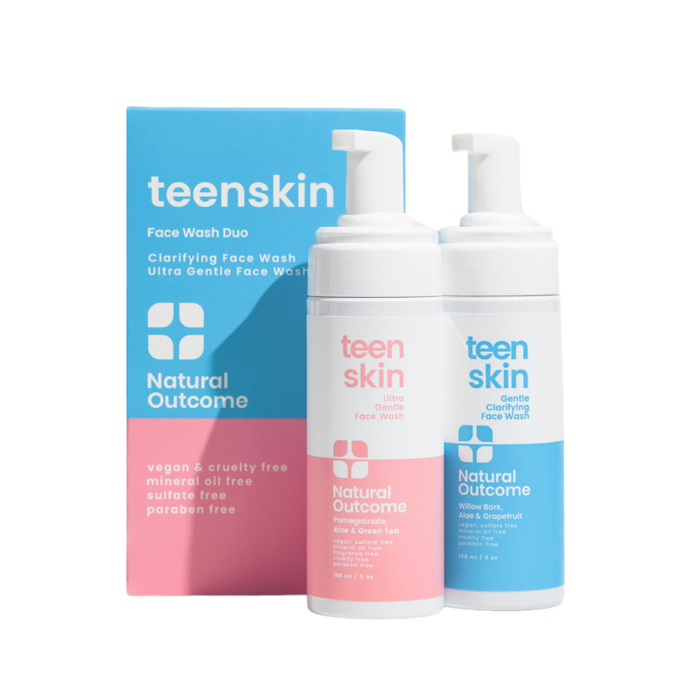 Natural Outcome Teen Skin Face Wash duo bottles front view for daily teen cleansing.