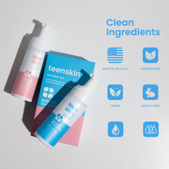 Natural Outcome Teen Skin Face Wash demonstrates light foam for teen skin cleansing.