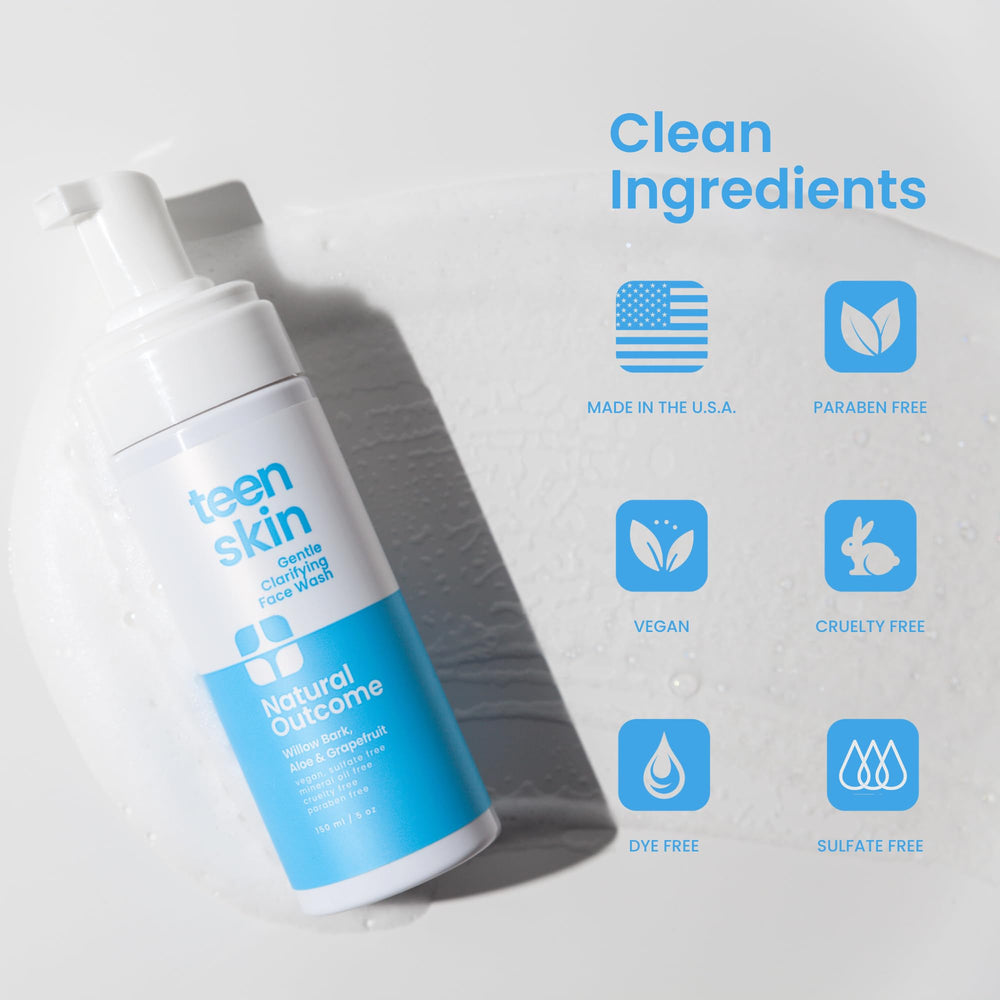 Natural Outcome Teen Skin Face Wash with salicylic acid—targets pore cleansing for teens.