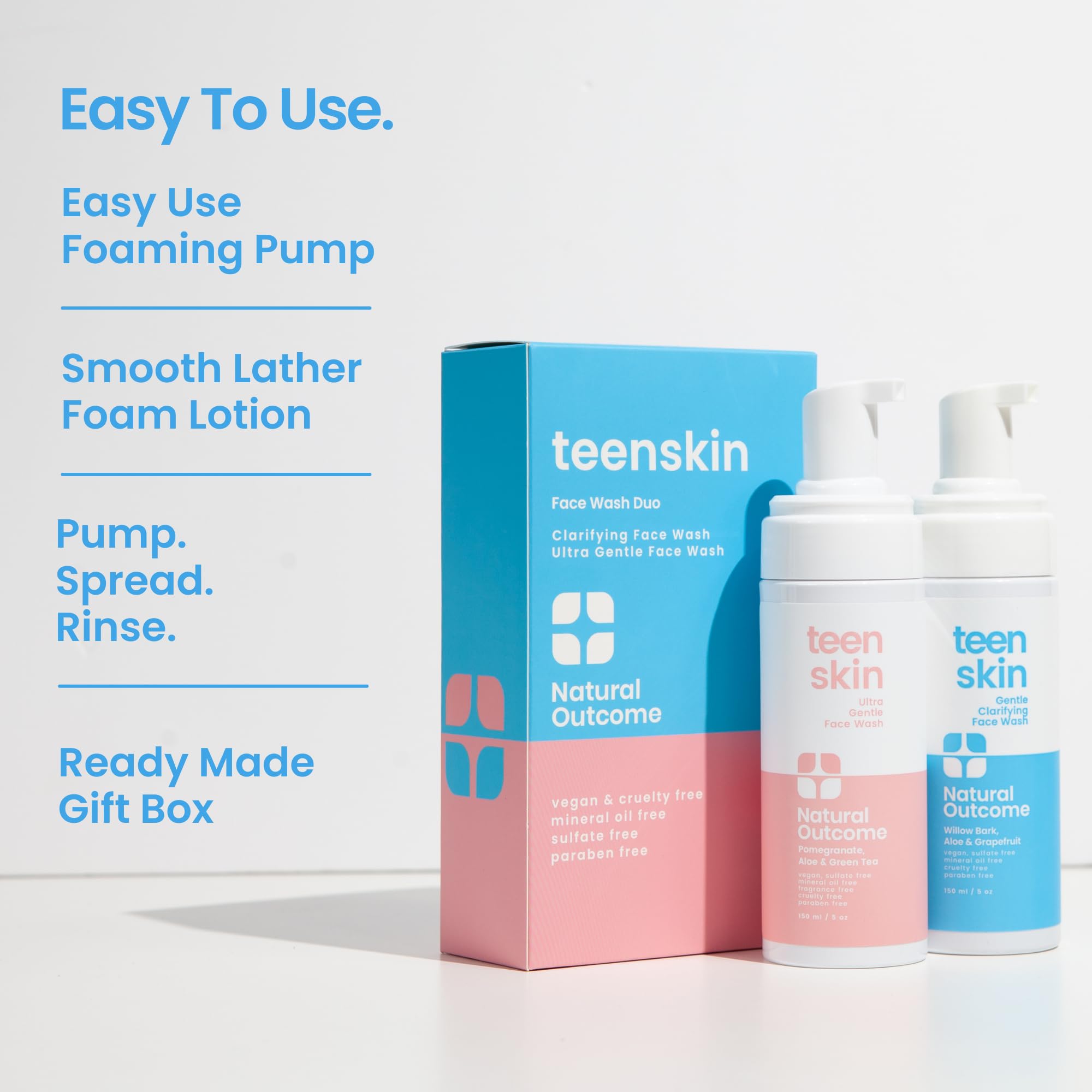 Natural Outcome Teen Skin Face Wash applied with water during teen skincare routine.