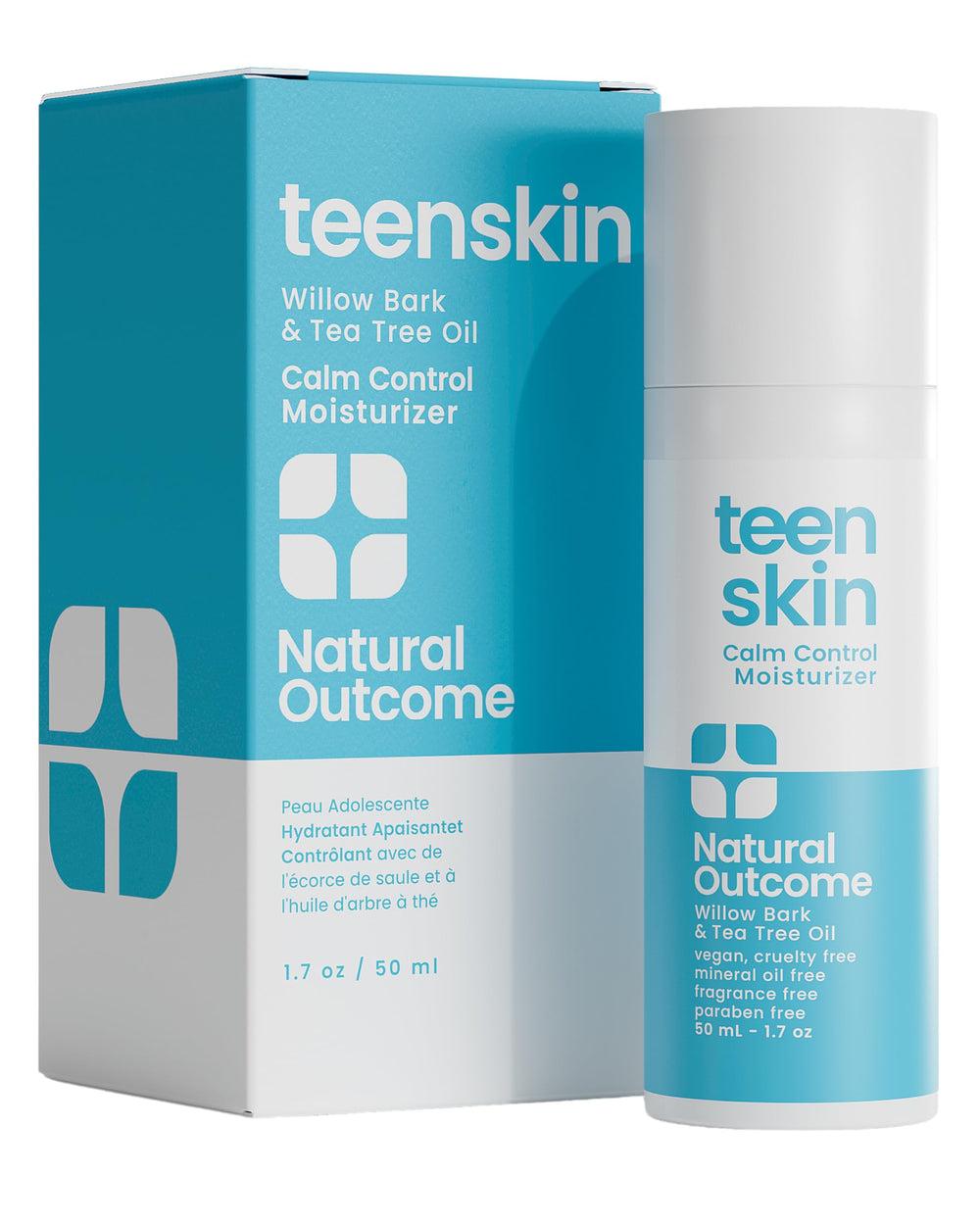 Natural Outcome Teen Skin Moisturizer bottle-pump for quick, oil-control skincare.