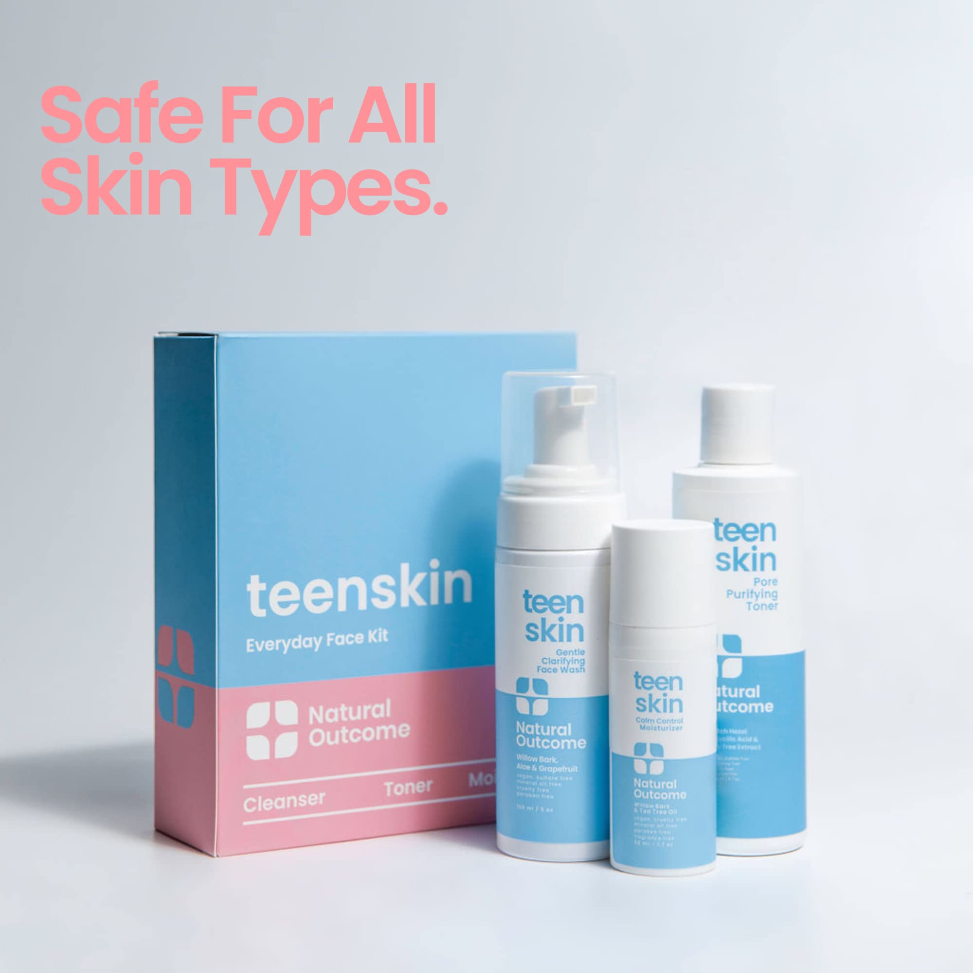 Natural Outcome Teen Skin moisturizer tube providing calming hydration for teens