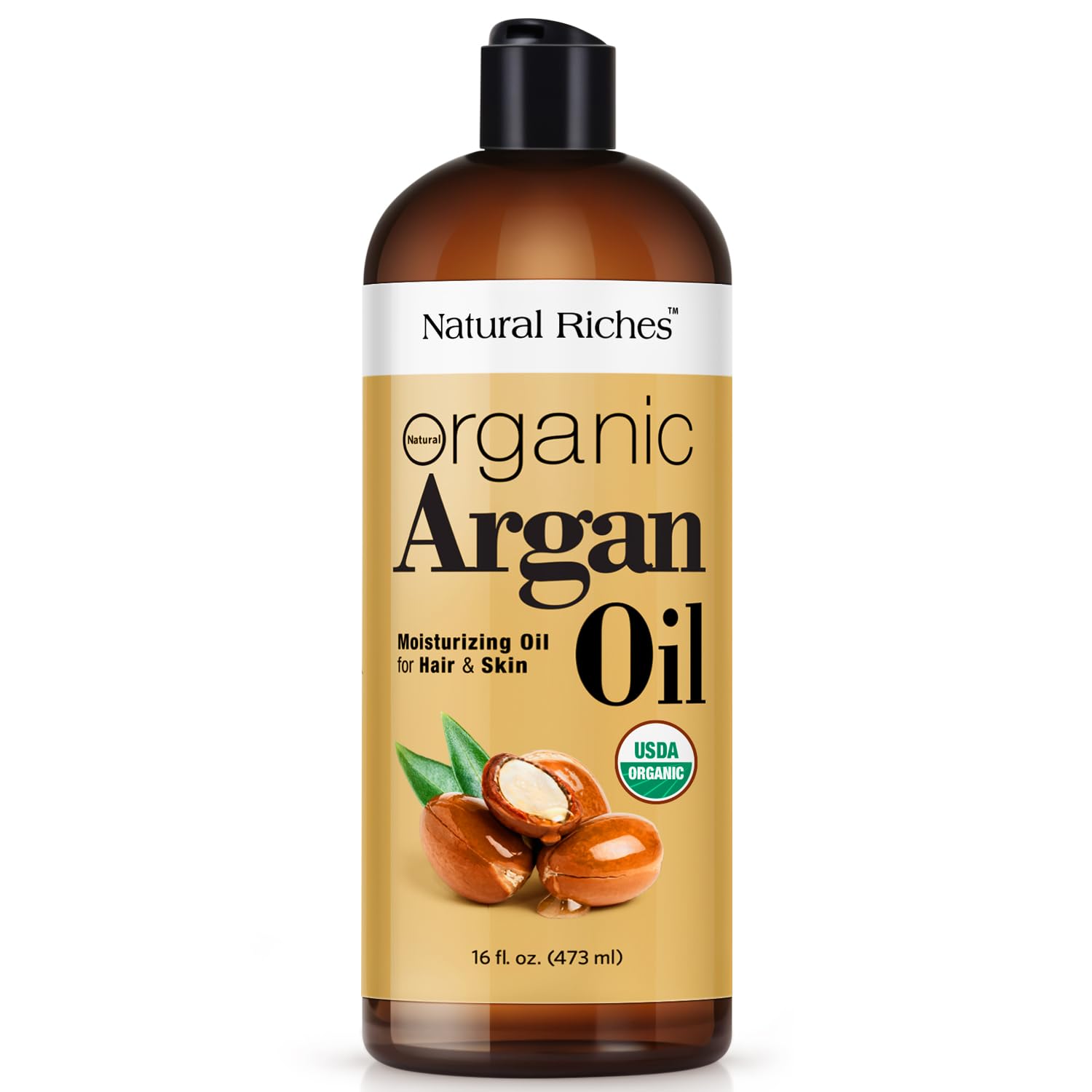 Natural Riches Organic Argan Oil 16oz bottle for deep moisture and radiant shine