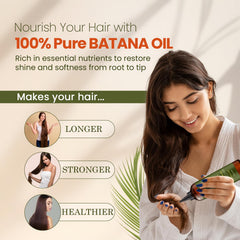 Natural Riches Batana Oil close-up shows hair growth potential for fuller look.