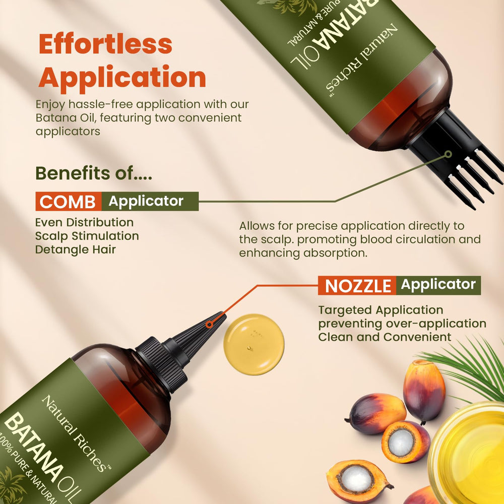 Natural Riches Batana Oil label details vegan, cruelty-free, natural formula.
