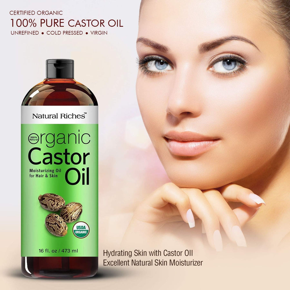 Natural Riches castor oil provides hair growth application on lashes and brows.