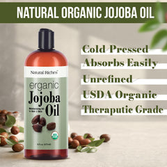 Natural Riches Jojoba Oil used for hair treatment and shine