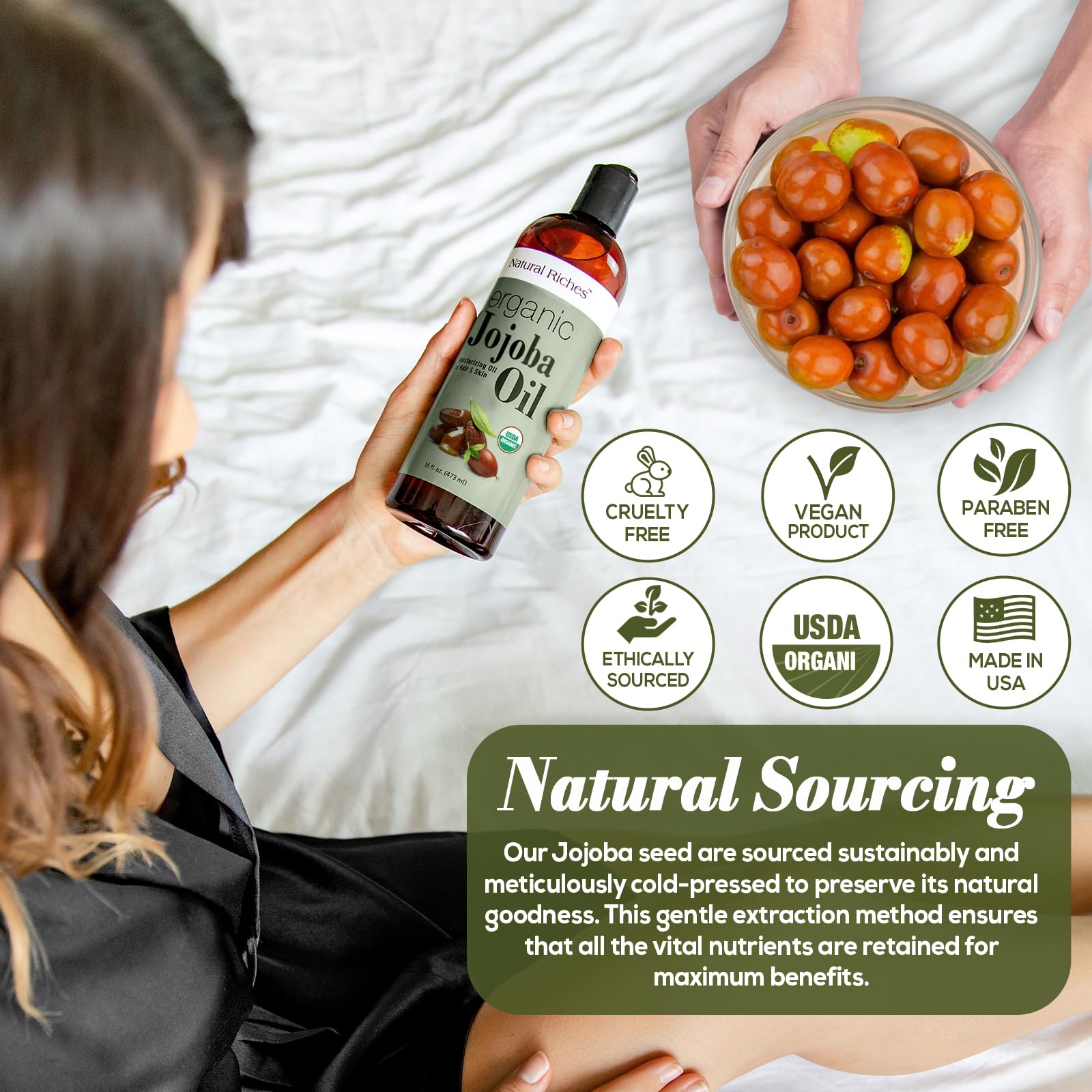 Natural Riches Jojoba Oil in skin care routine for body and nails