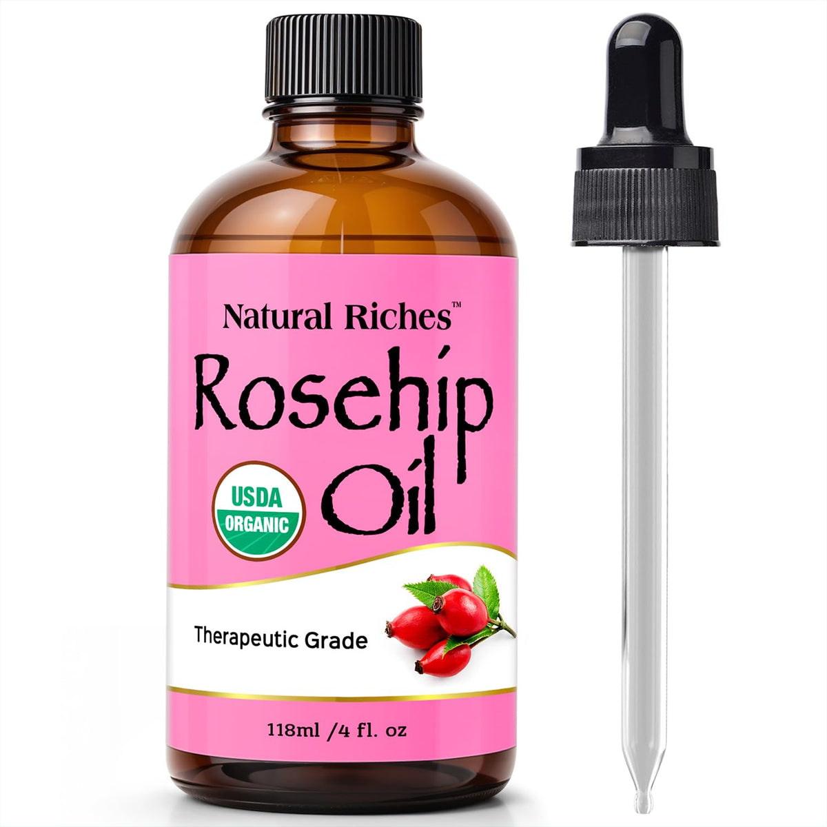 Natural Riches Rosehip Seed Oil bottle for hydrating facial skin
