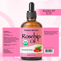 Natural Riches Rosehip Seed Oil dropper for precise skin and hair use
