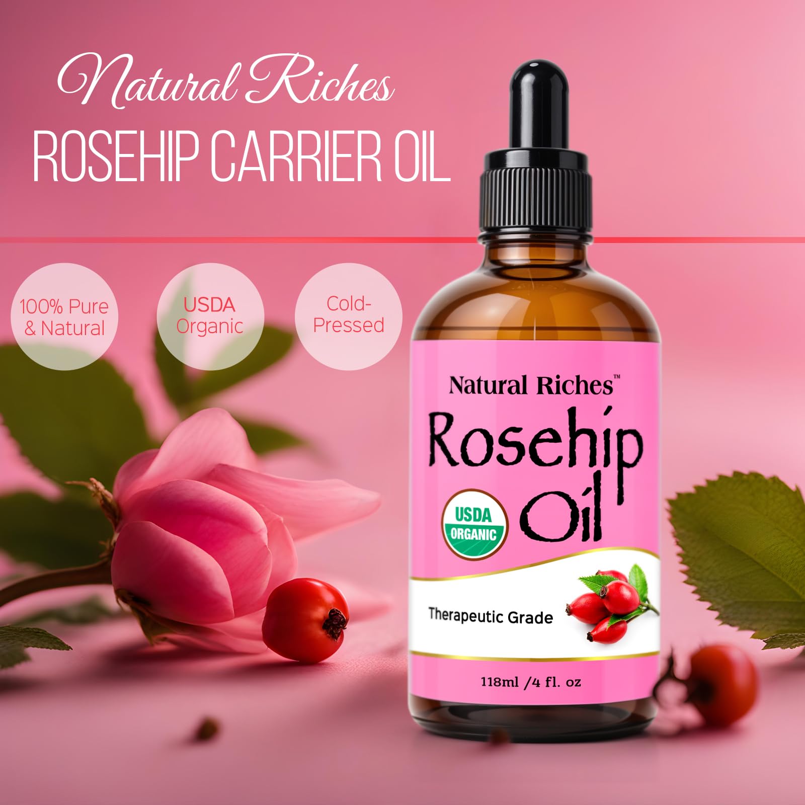 Natural Riches Rosehip Seed Oil for nails and cuticle care