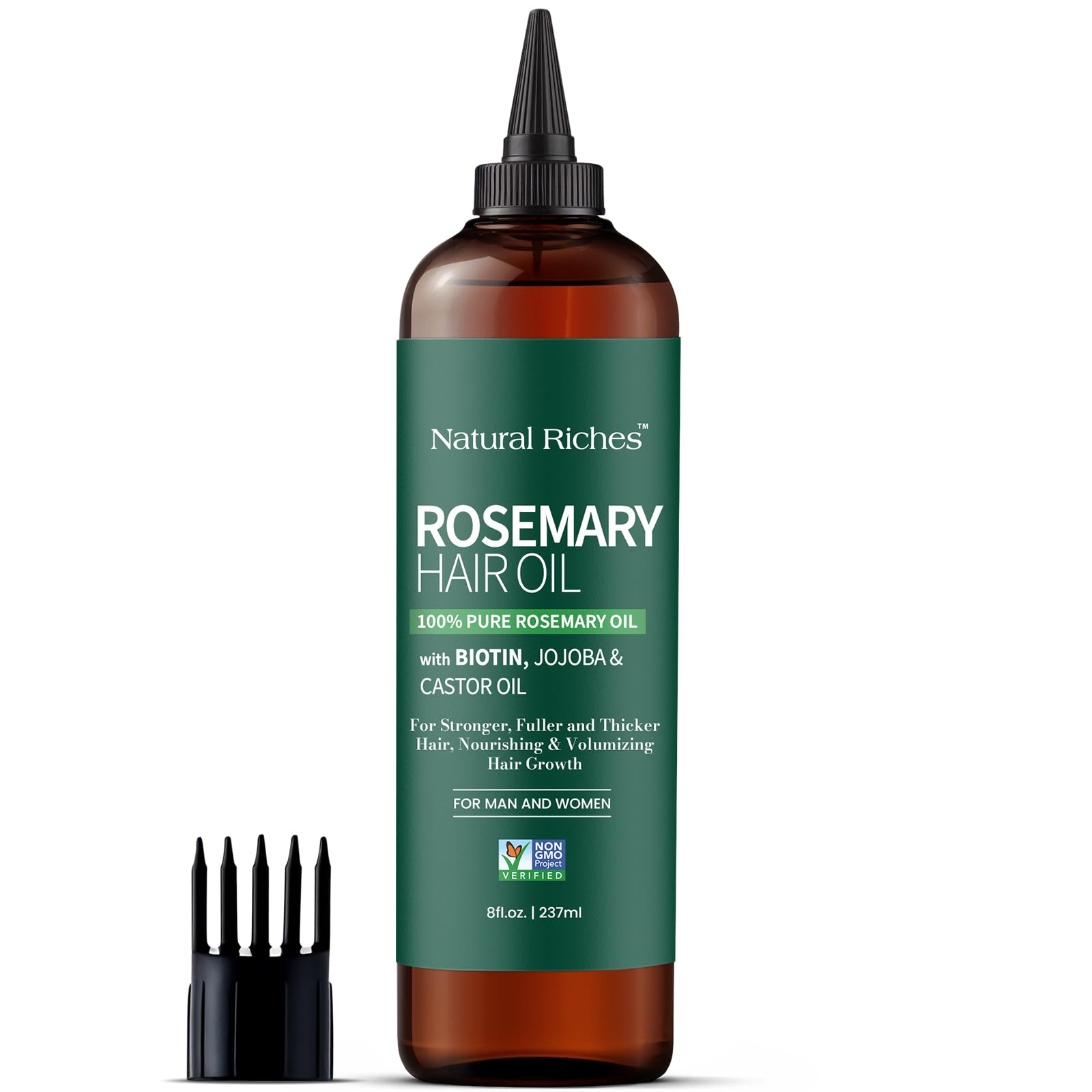 Natural Riches Rosemary Oil cruelty-free sustainability badge reinforces clean, ethical care.