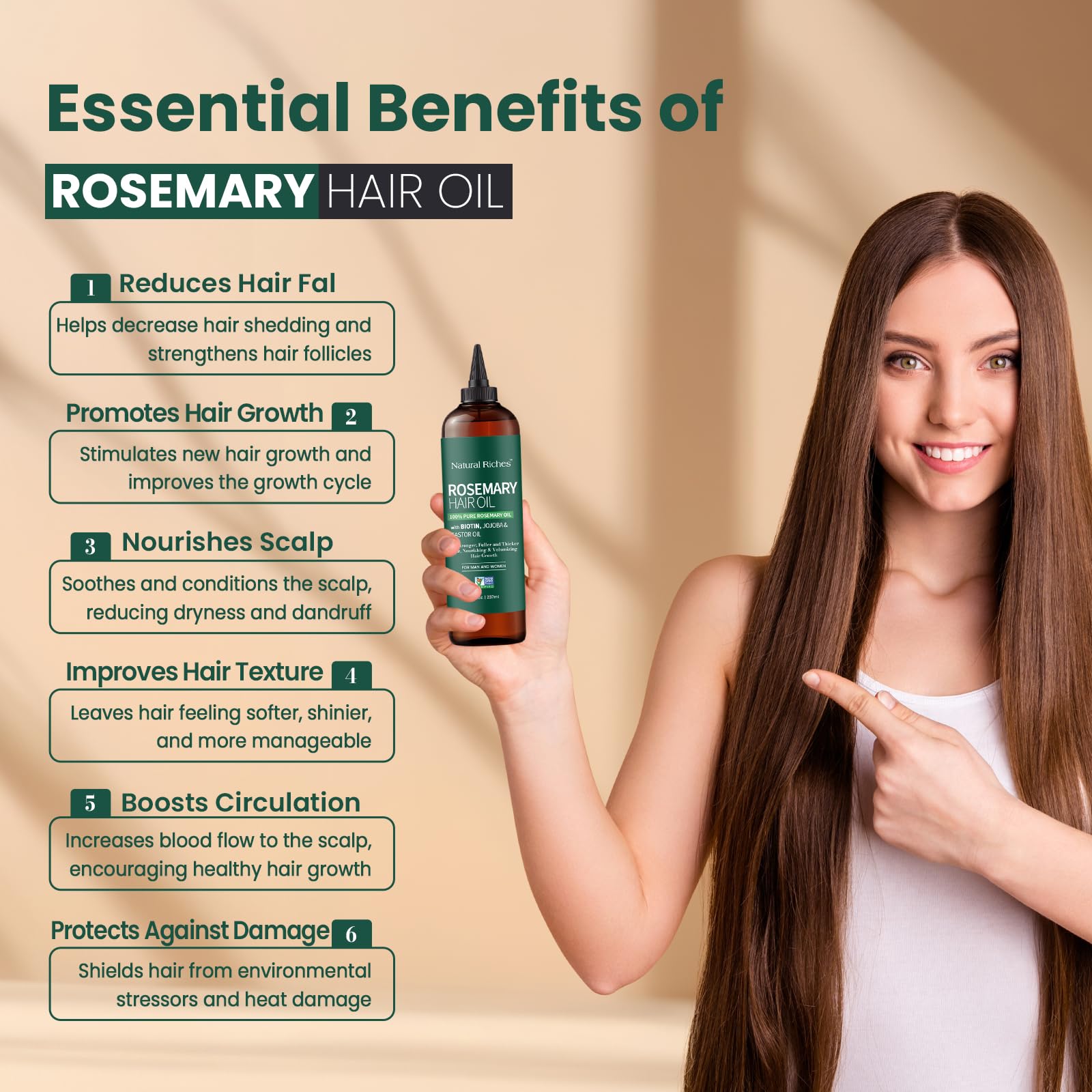 Natural Riches Rosemary Oil dandruff-nourish image hints at scalp comfort.