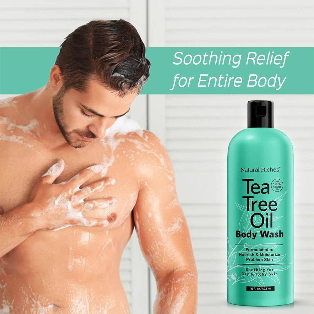 Natural Riches Tea Tree Body Wash after-shower skin appears soothed and balanced.