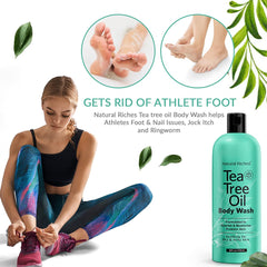 Natural Riches Tea Tree Body Wash rich lather for refreshing cleanse.