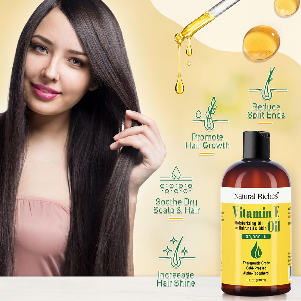 Natural Riches Vitamin E Oil on face for rejuvenating skin texture