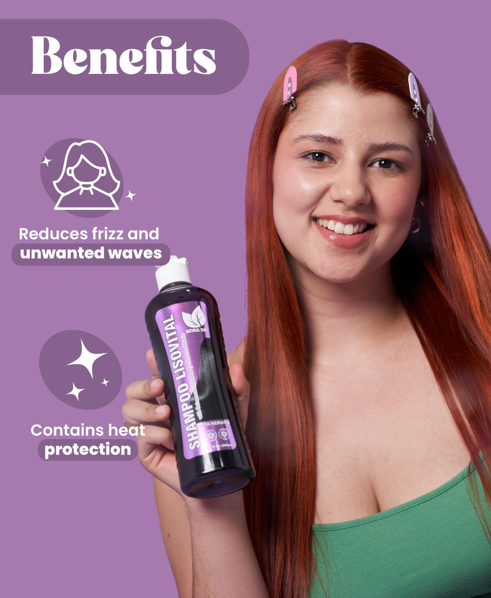 Natural Sant Liso Vital leave-in application demonstrates detangling and heat protection