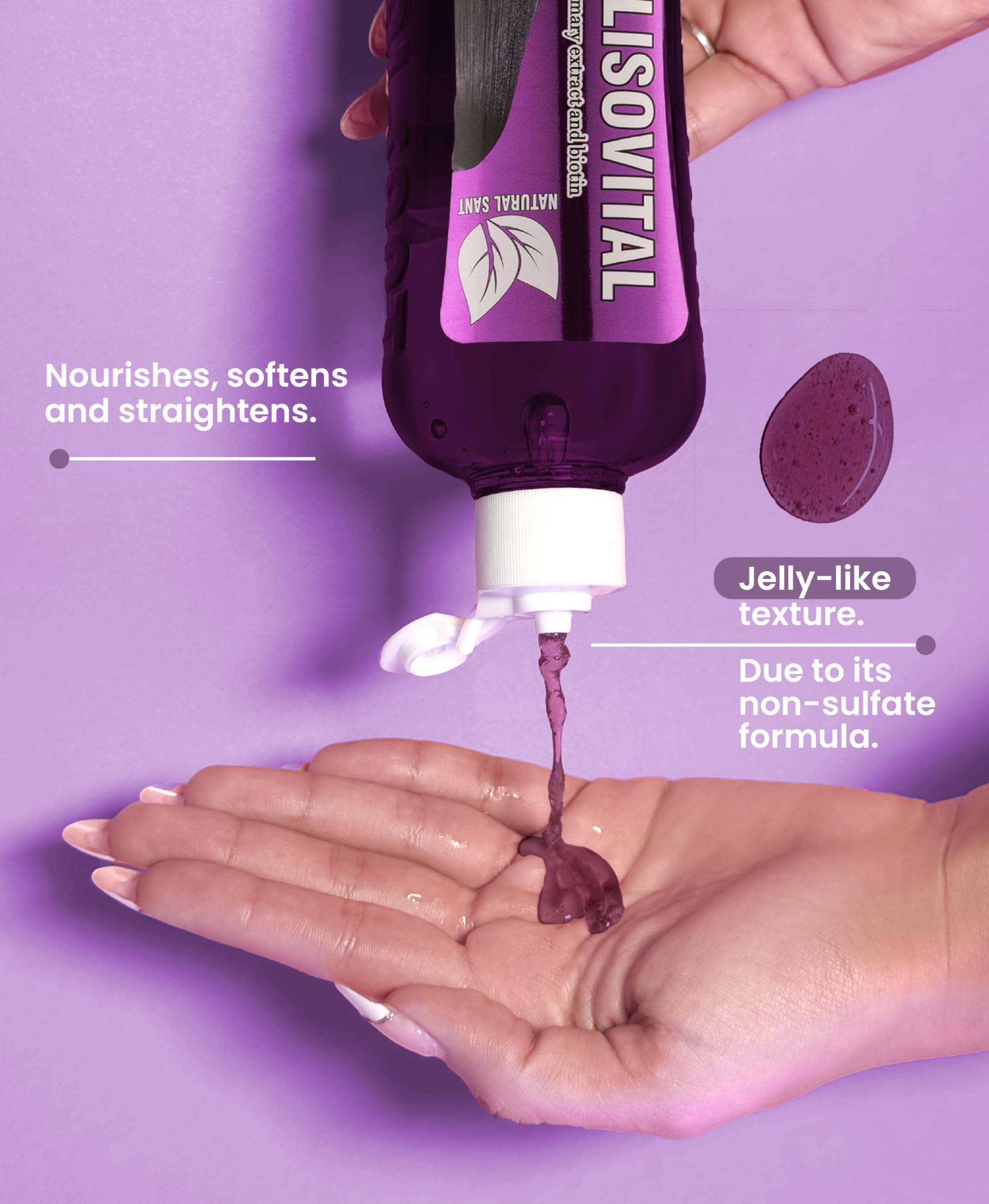 Natural Sant Liso Vital nourished, resilient hair with biotin and keratin
