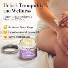 NaturallyMum magnesium cream jar closeup showing smooth texture
