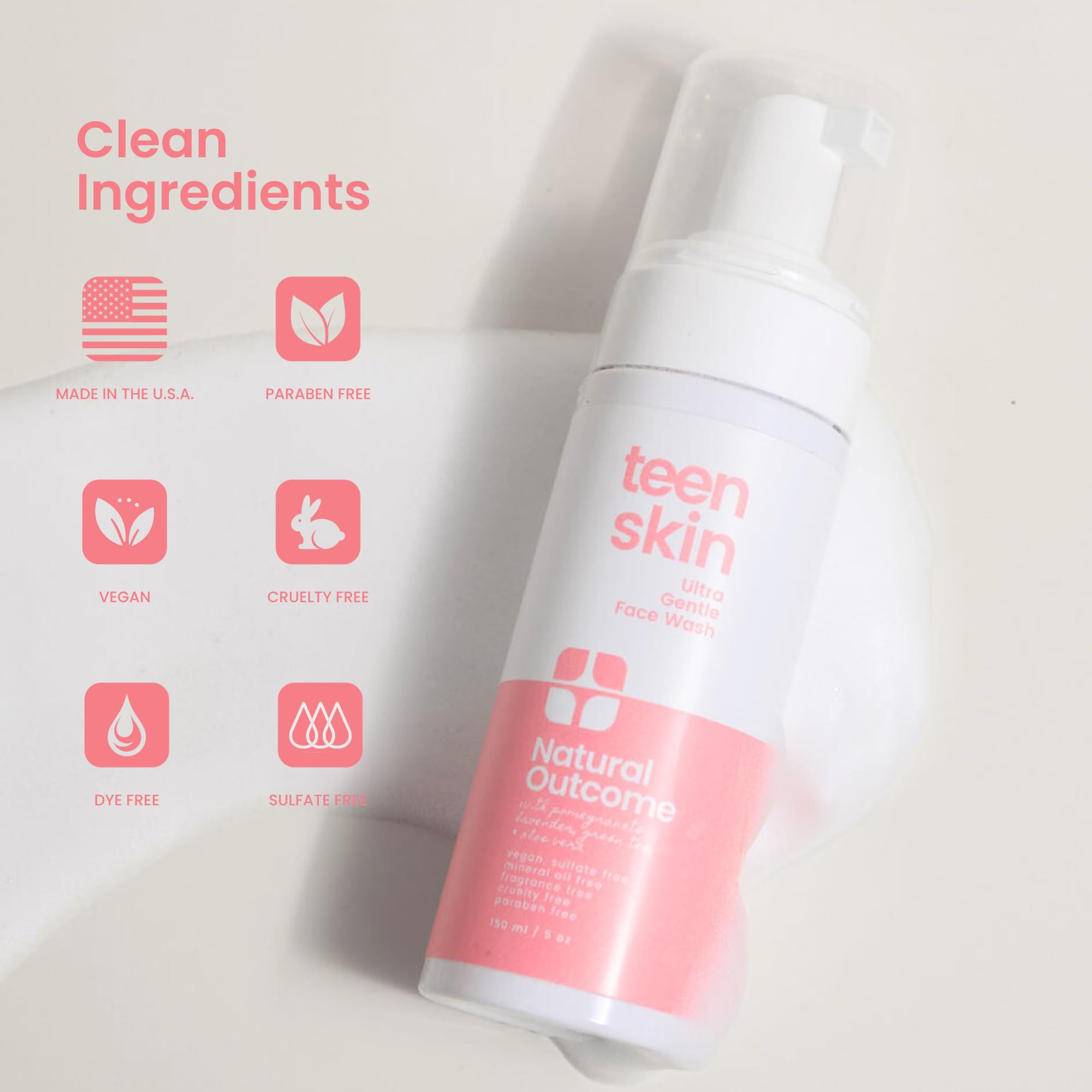 Natural Outcome green tea pomegranate aloe ingredients highlight soothing botanicals