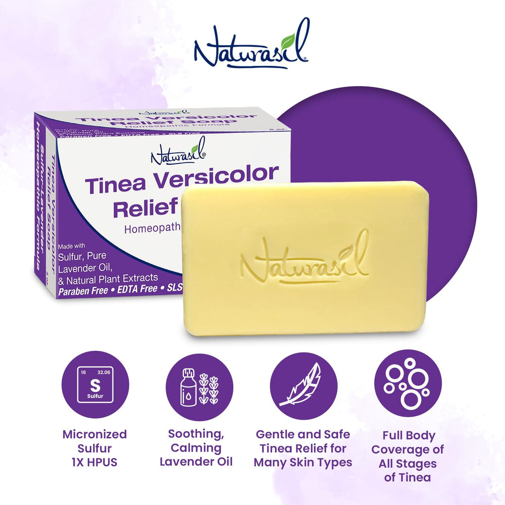 Naturasil Tinea Versicolor Soap foam bubbles show rich lather for thorough cleansing.