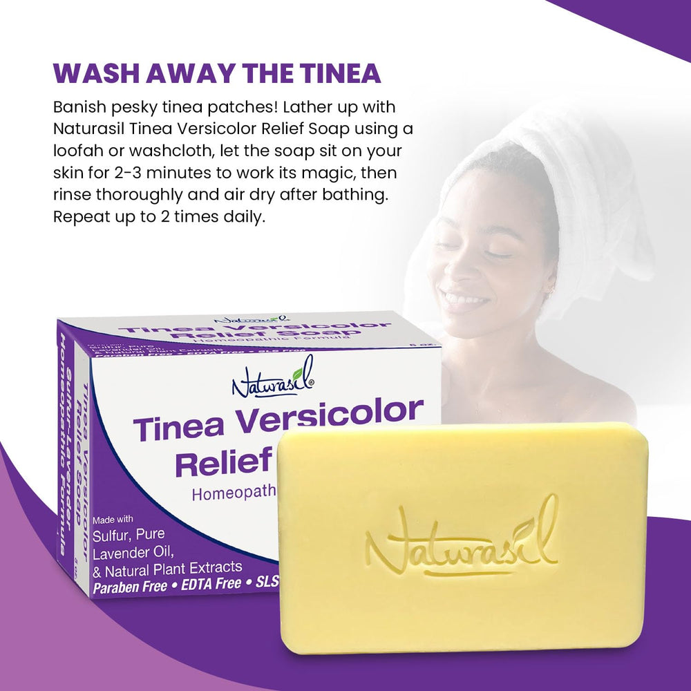 Naturasil Tinea Versicolor Soap natural ingredients photo emphasizes volcanic sulfur.