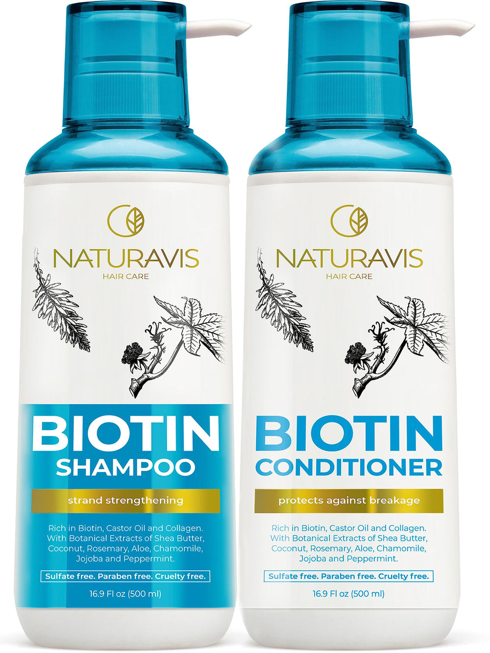 NATURAVIS biotin shampoo bottle showcases volume boost for thinning hair.