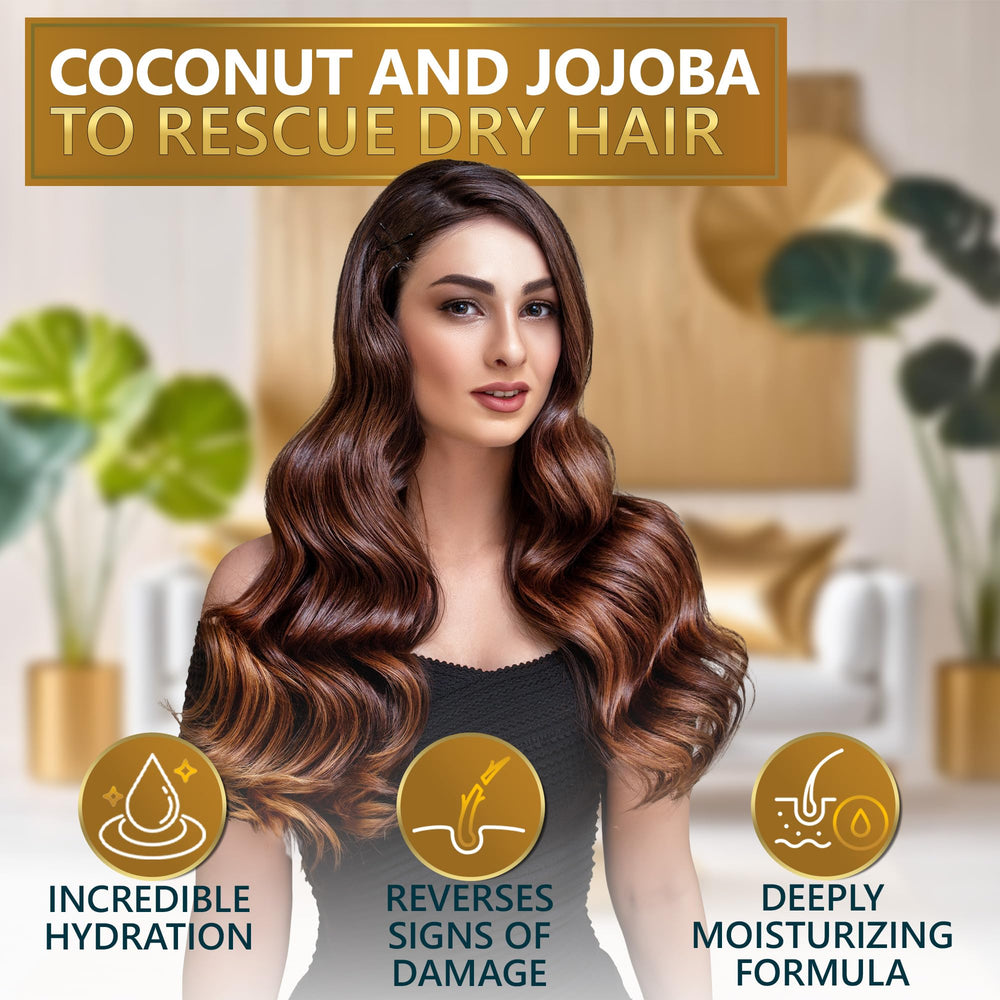 NATURAVIS coconut conditioner bottle showing intense moisture for frizz control.