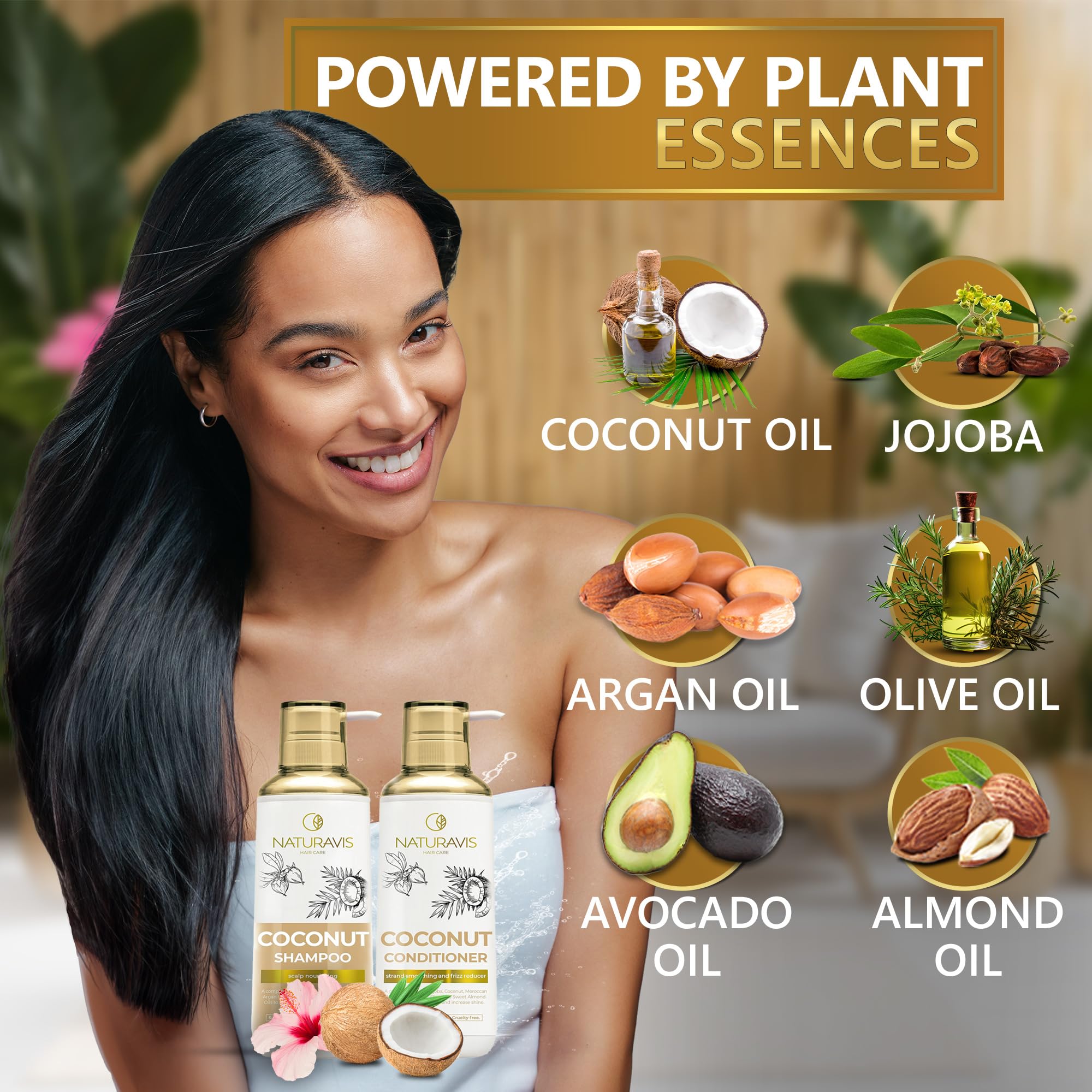 NATURAVIS hair moisture closeup showcases jojoba infusion for hydration.